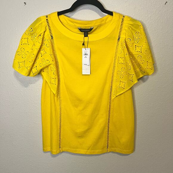 Banana Republic Tops - NWT Banana Republic Yellow Eyelet Lace Blouse Size XS Petite